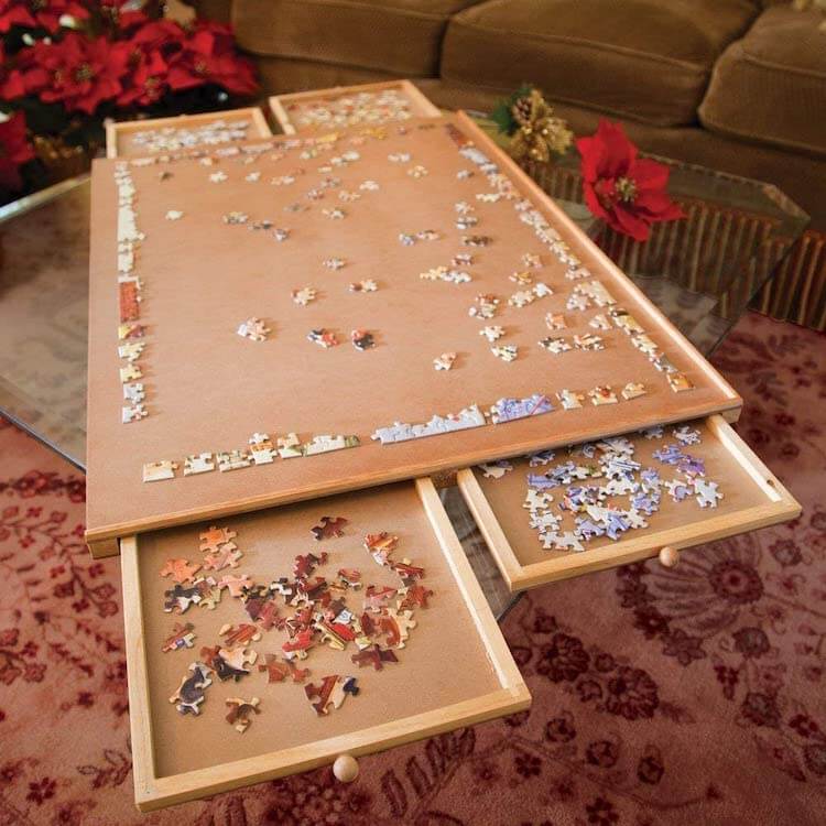 Jigsaw puzzle strategy: A Puzzle board in a living room