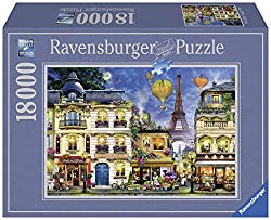 Most challenging puzzle for adults: Puzzle box of an 18000 piece Ravensburger puzzle with a picture of a Paris street
