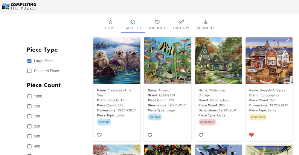 Large Piece Catalog Filter